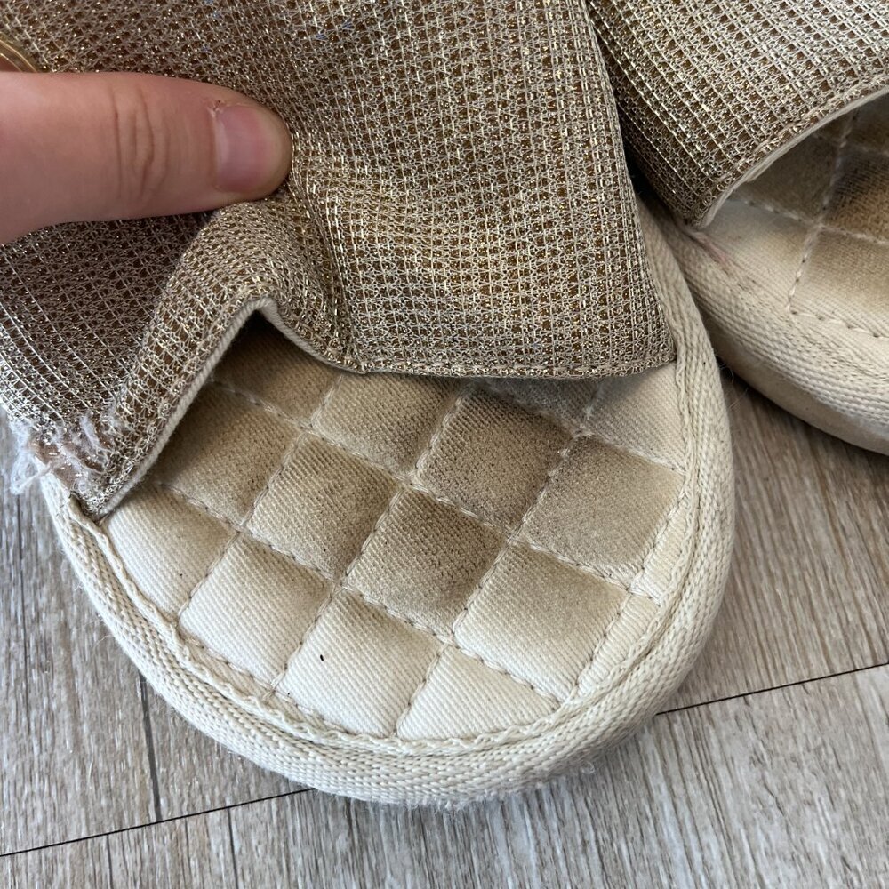 Womens Michael Kors Gold Glitter Slides - 10 - Picture 4 of 8